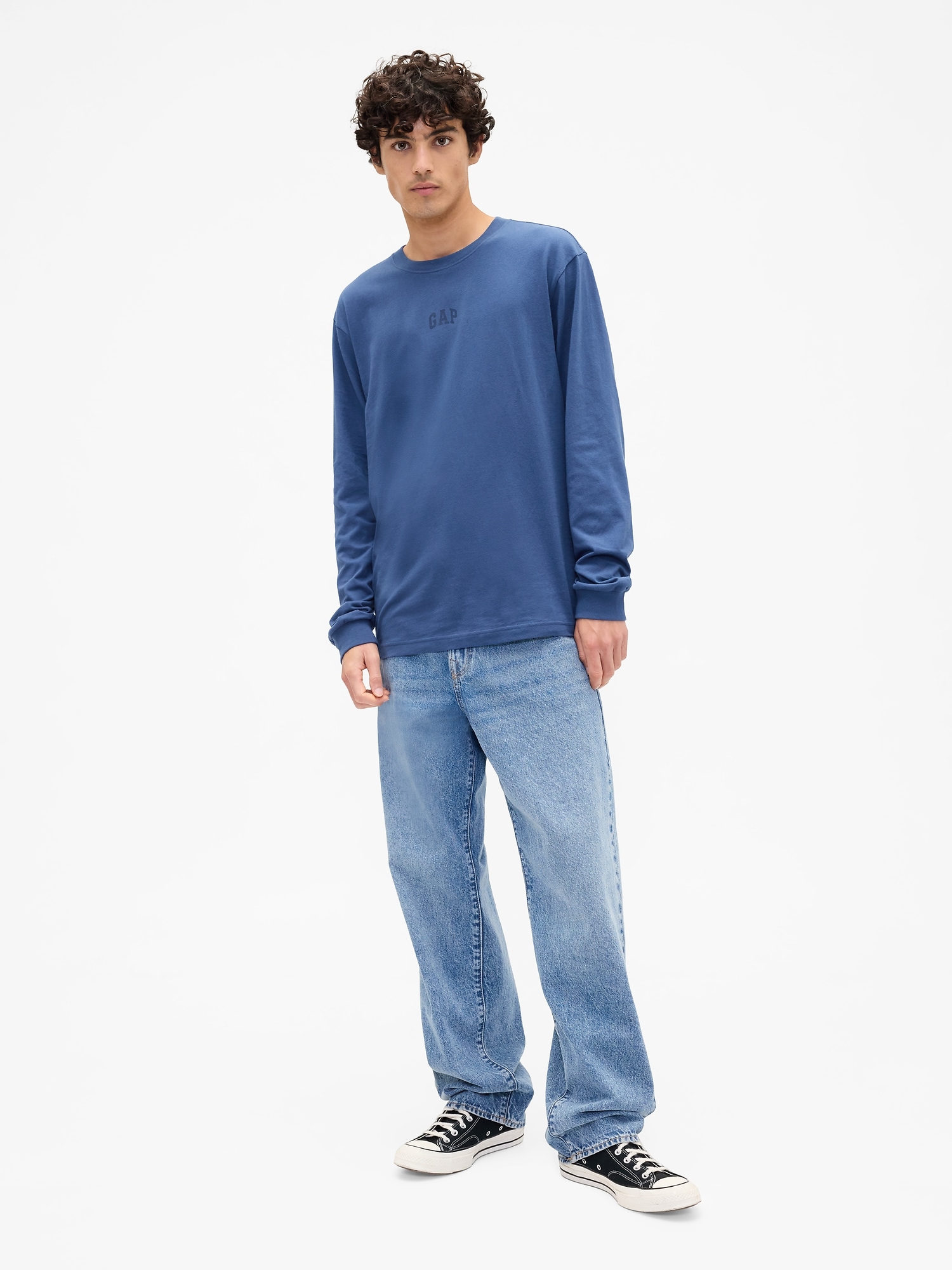 Gap Factory Everyday Soft Relaxed Gap Mini-logo T-shirt In Blue
