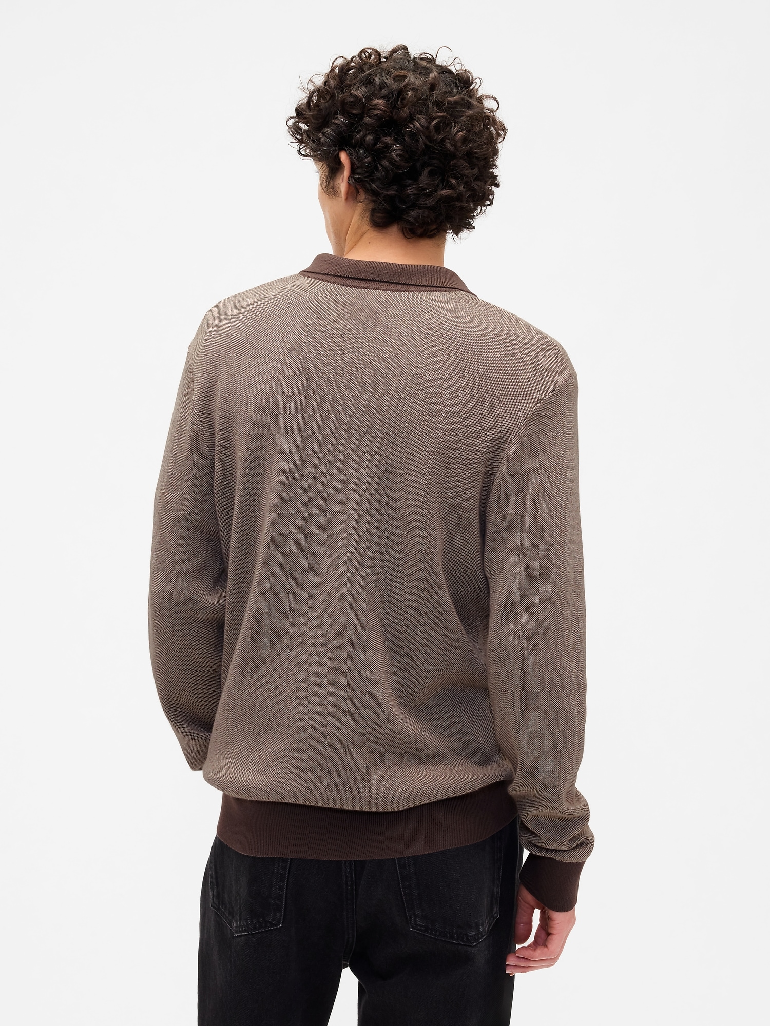Relaxed Textured Polo Sweater Shirt