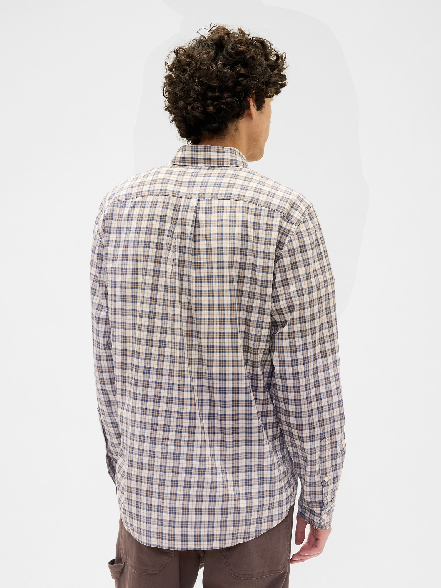Gap Factory Stretch Poplin Shirt In Standard Fit In Brown