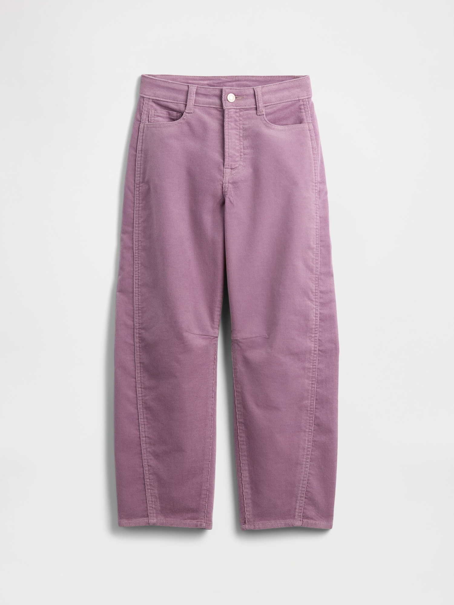 Kids High Rise Seamed Corduroy Barrel Pants - Amethyst Purple