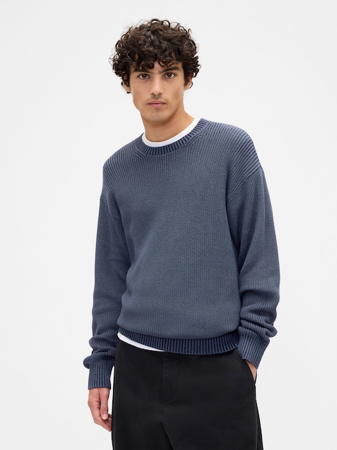 Relaxed Textured Crewneck Sweater