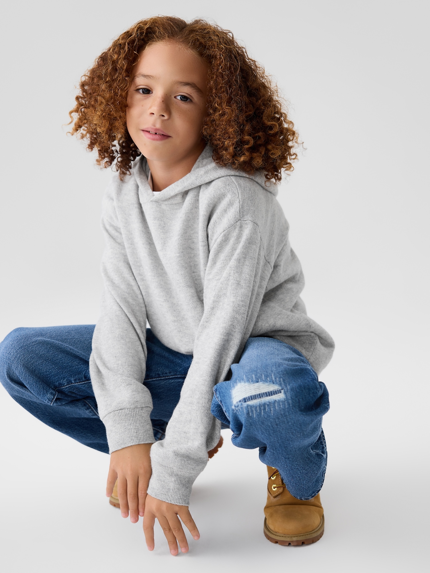 Gap Factory Kids Cashsoft Relaxed Hoodie In Gray