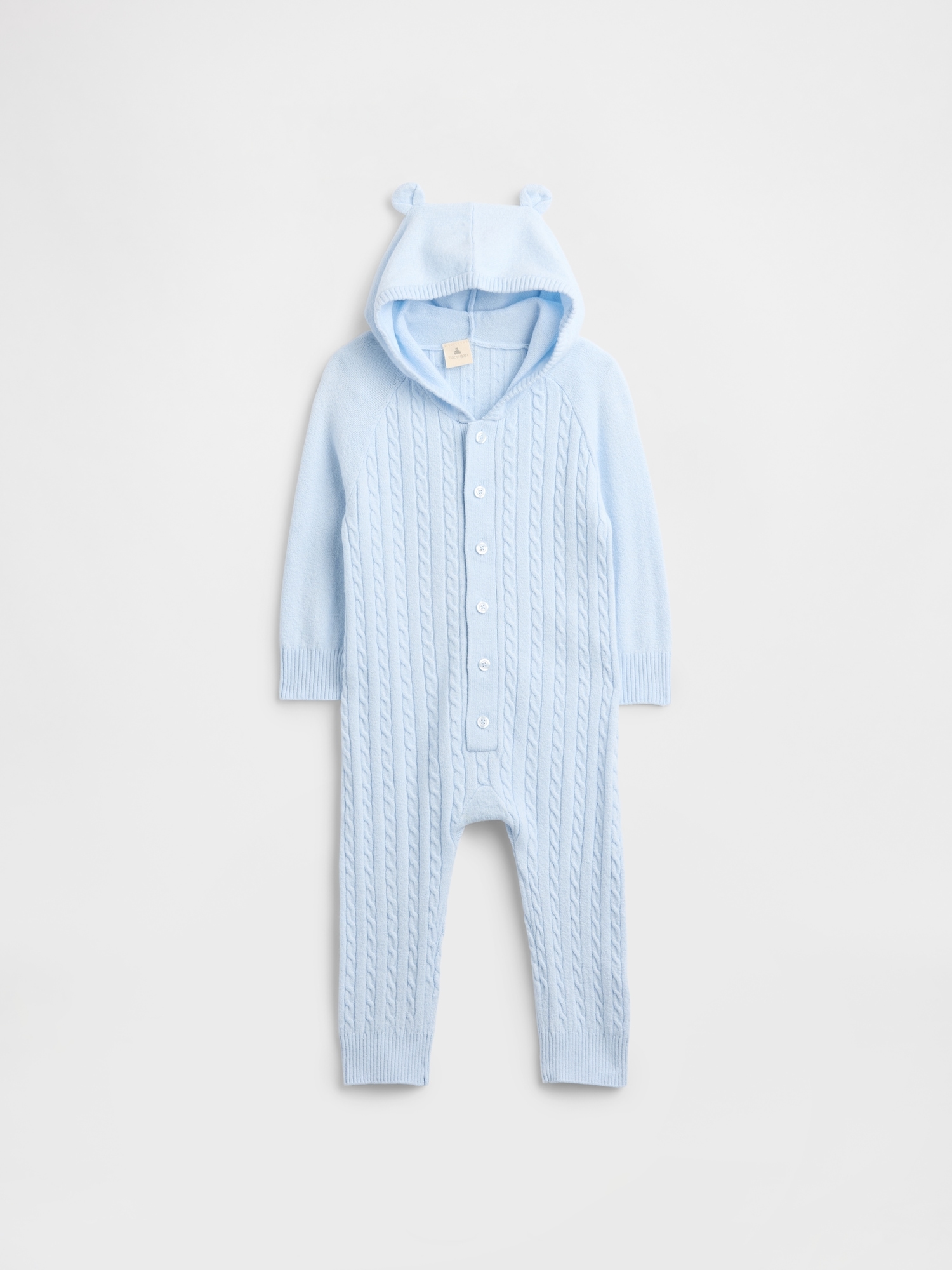 Baby CashSoft Cable-Knit One-Piece - Serene Blue