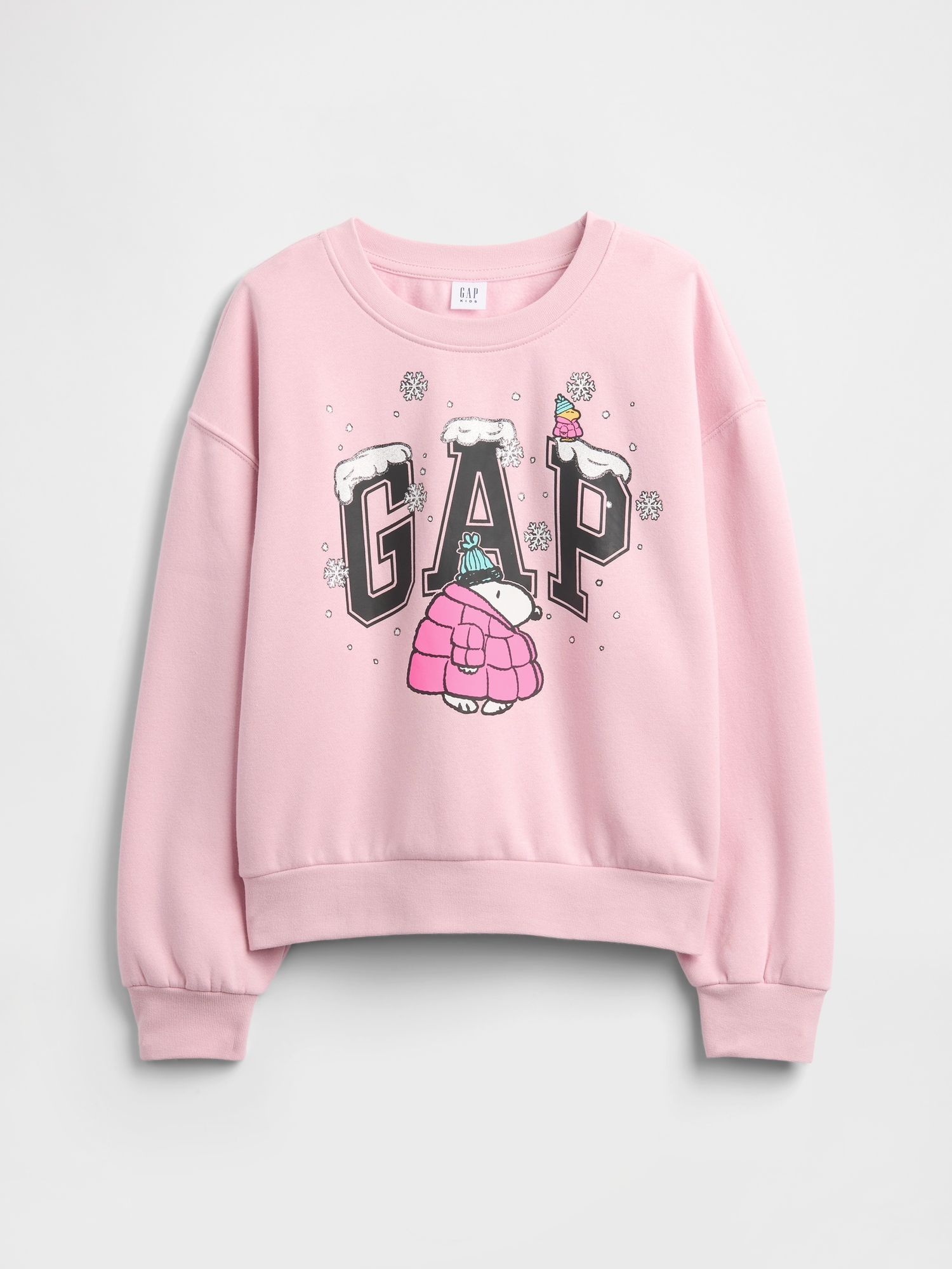 GapKids | Peanuts Oversized Wedge Logo Sweatshirt - Pink Snoopy Puffer