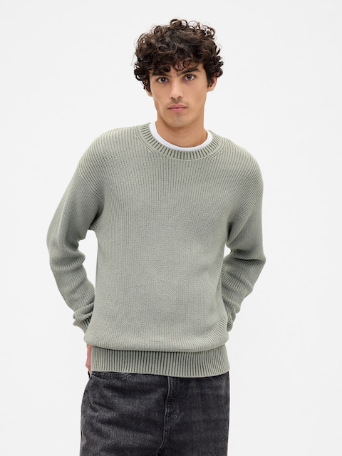 Relaxed Textured Crewneck Sweater