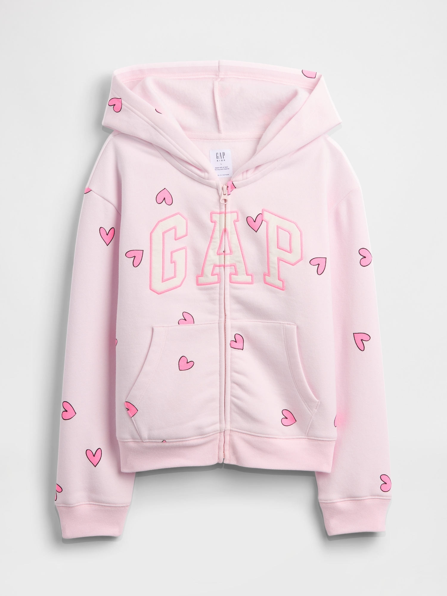Kids Relaxed Gap Logo Zip Hoodie - Light Pink Heart