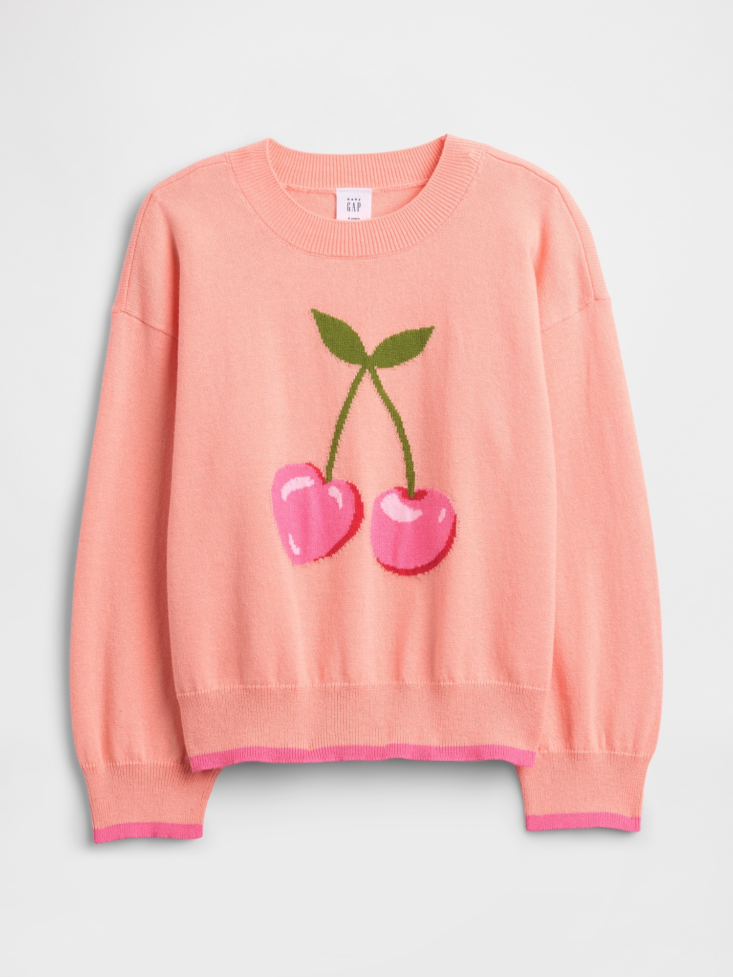 babyGap Intarsia Sweater - Creamy Coral Pink Cherries