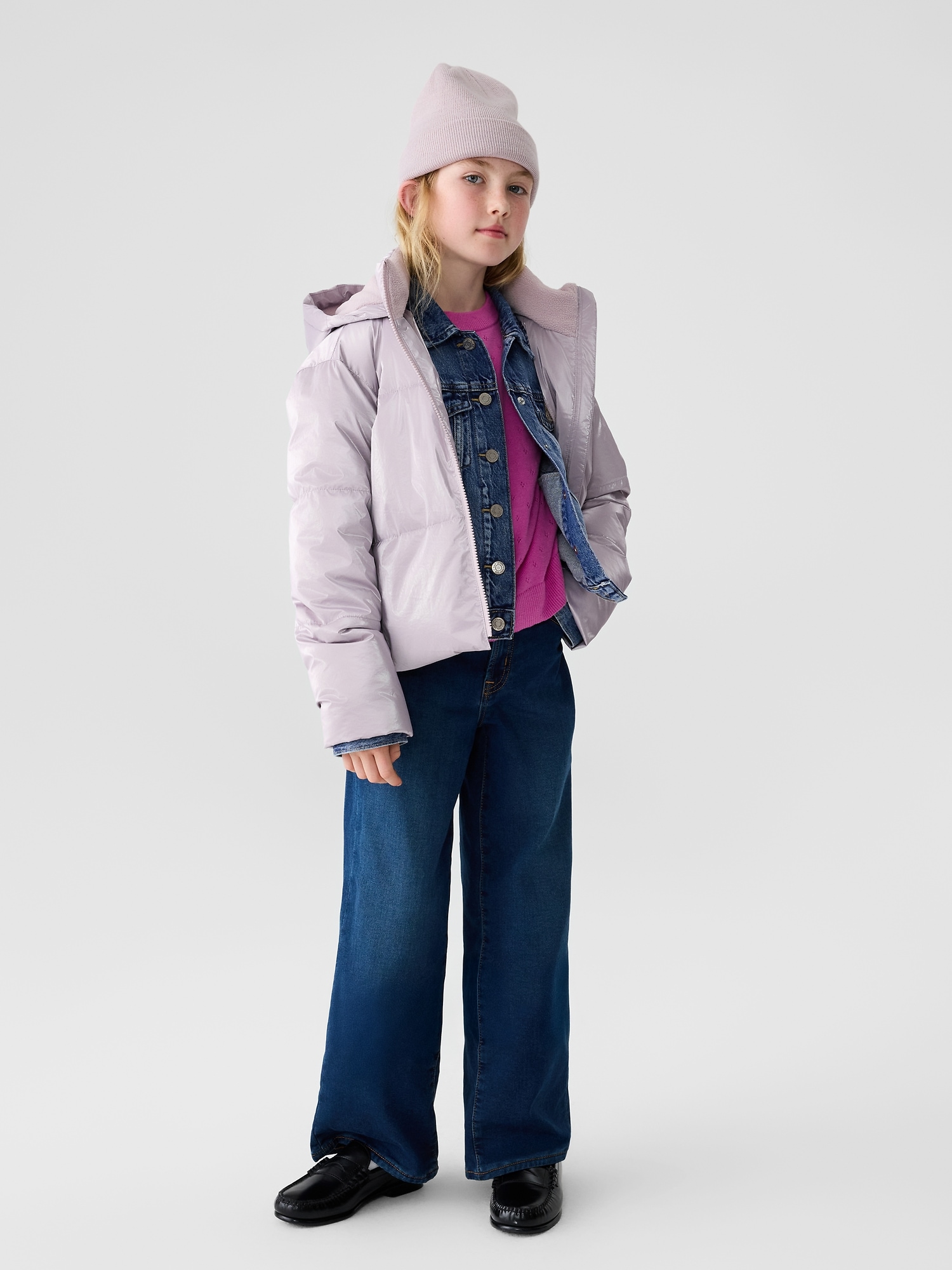Gap Factory Kids Coldcontrol Max Shine Puffer Jacket In Purple