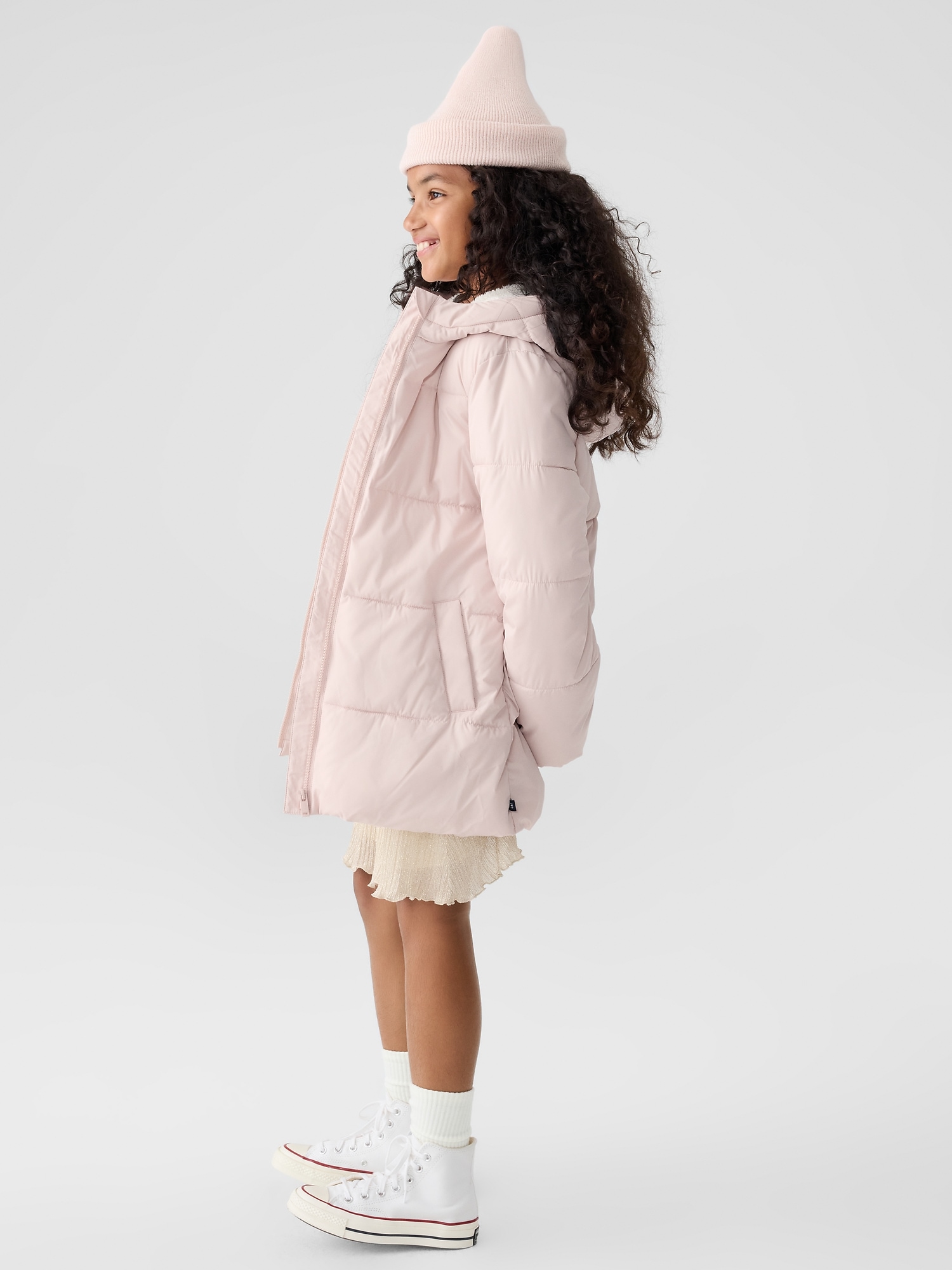 Gap Factory Kids Coldcontrol Max Long Puffer Coat In Pink