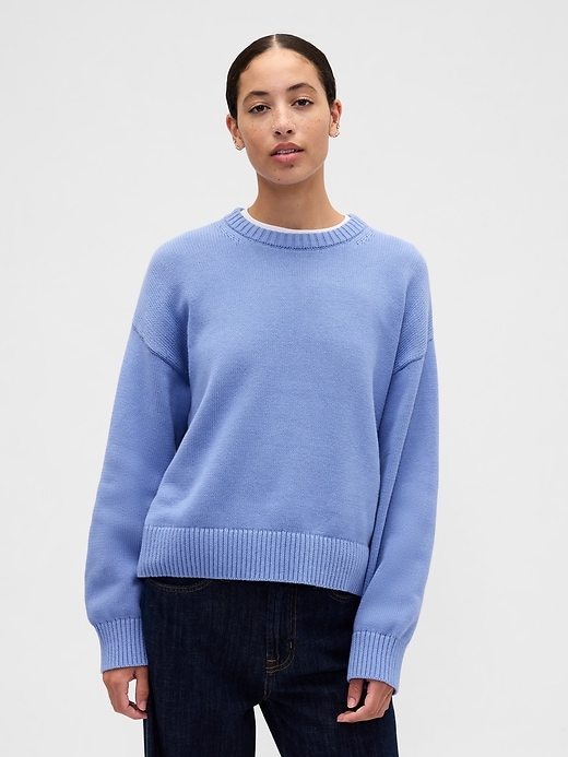Image number 1 showing, Relaxed Cotton Crewneck Sweater