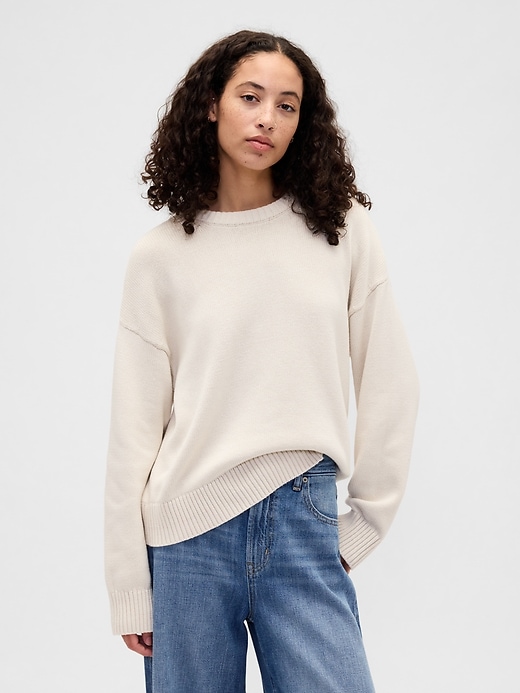Image number 1 showing, Relaxed Cotton Crewneck Sweater