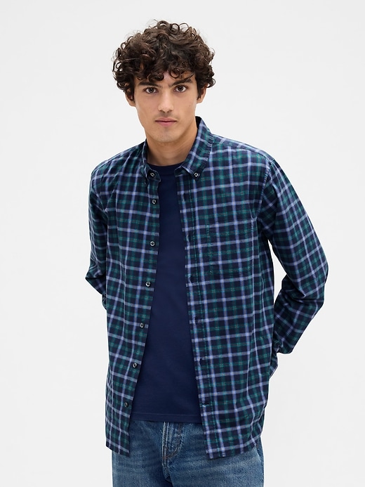 Image number 1 showing, Stretch Poplin Shirt in Standard Fit