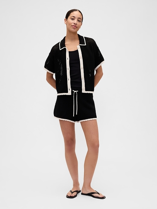 Image number 1 showing, Relaxed Pull-On Open-Stitch Sweater Shorts