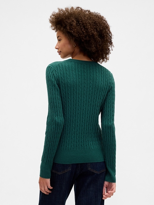 Image number 2 showing, CashSoft Cable-Knit Crewneck Sweater
