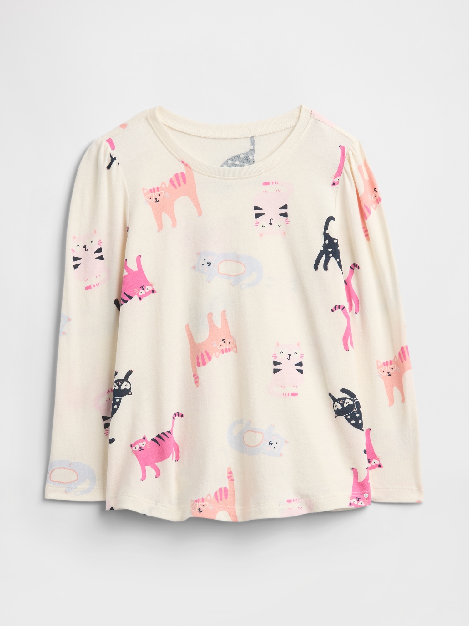 babyGap Puff Sleeve T-Shirt - Ivory Cream Frost Cats