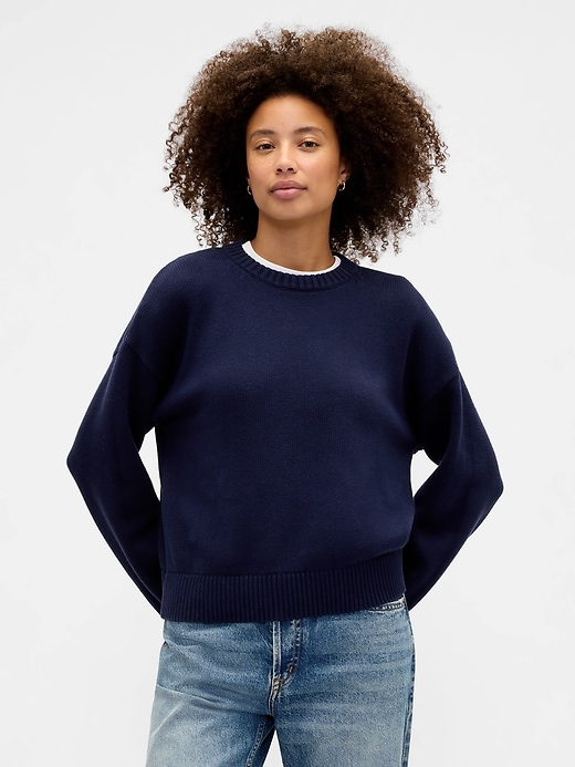 Image number 1 showing, Relaxed Cotton Crewneck Sweater