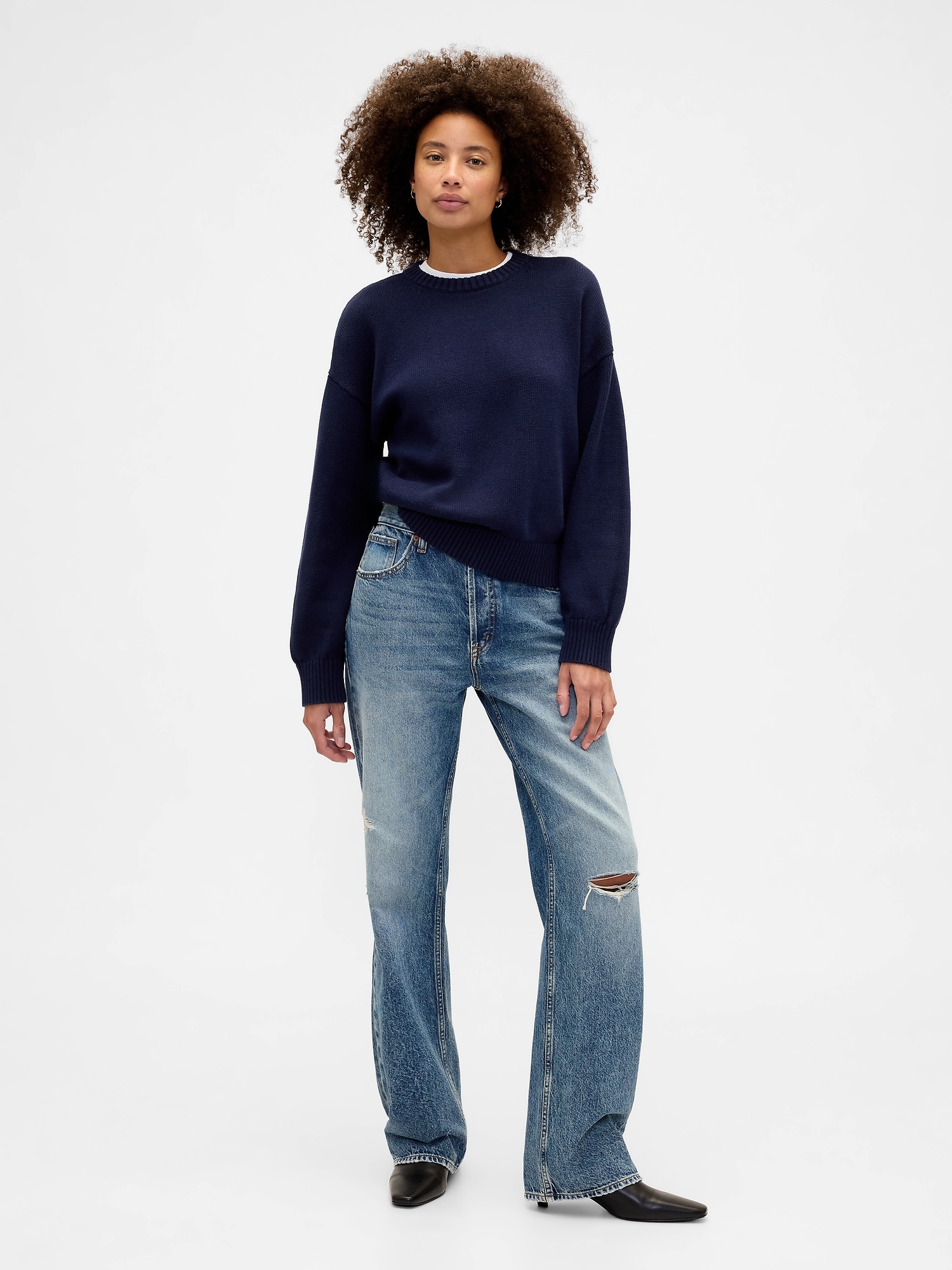 Relaxed Cotton Crewneck Sweater | Gap Factory