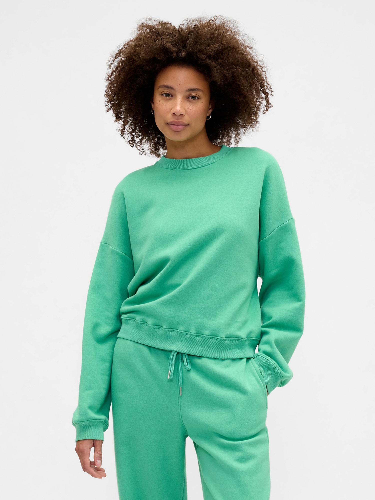 Relaxed Wedge Crewneck Sweatshirt - Bright Meadow Green