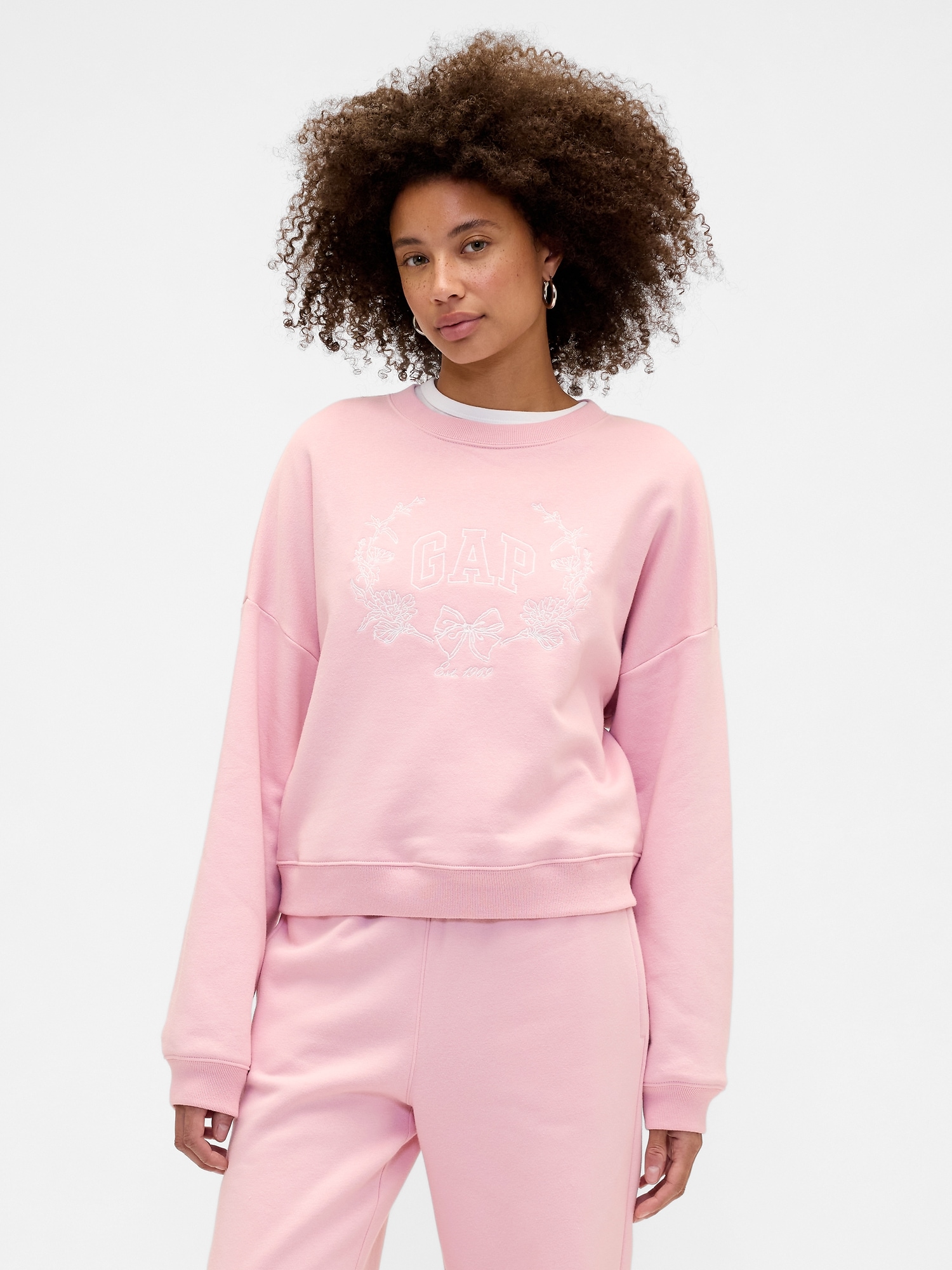 Oversized Wedge Gap Logo Sweatshirt - Pure Pink