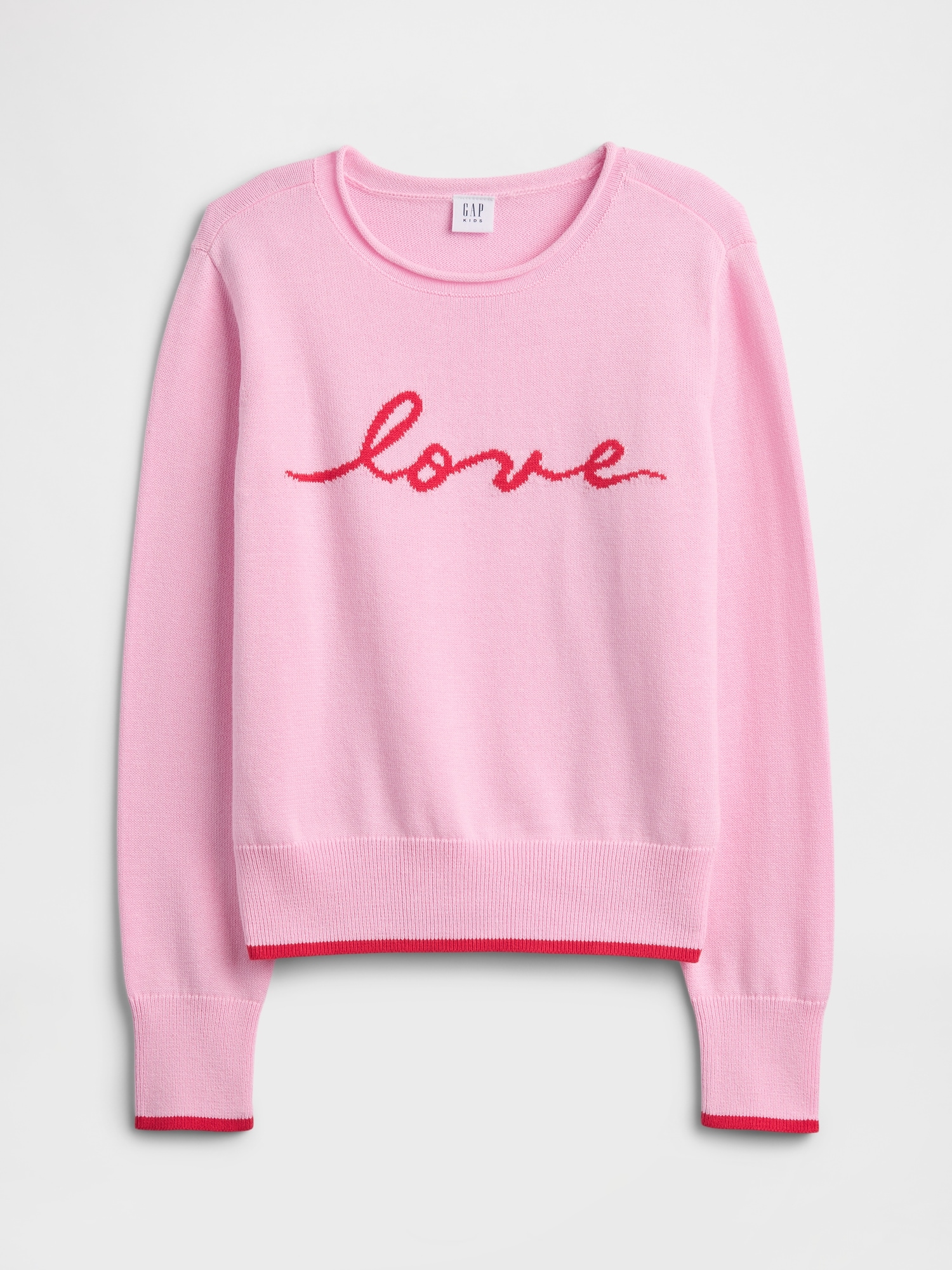 Kids Relaxed Roll-Neck Sweater - Pink Love