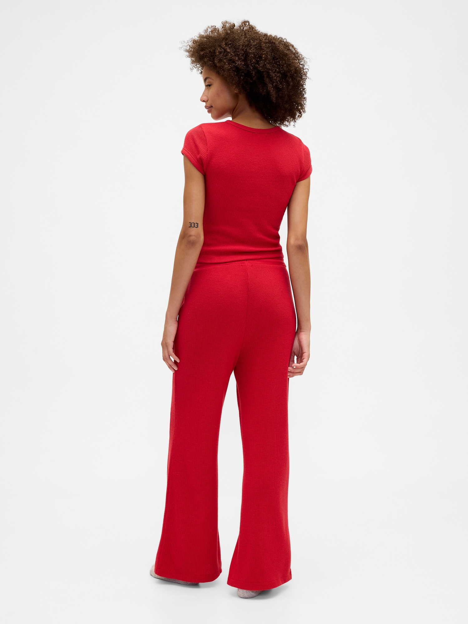 Gap Factory Waffle-knit Wide-leg Pj Pants In Red