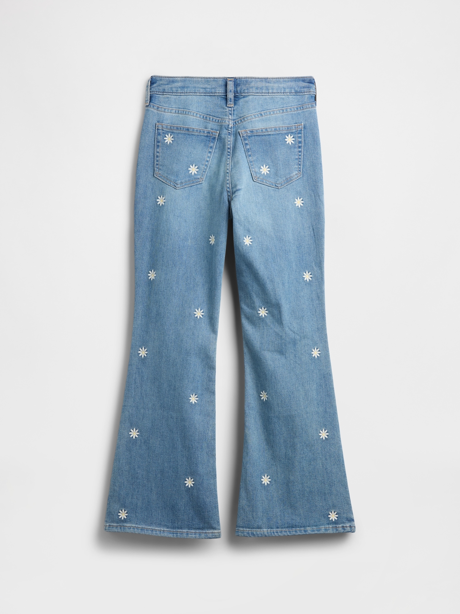 Gap Factory Kids High Rise Embroidered '70s Flare Jeans In Blue