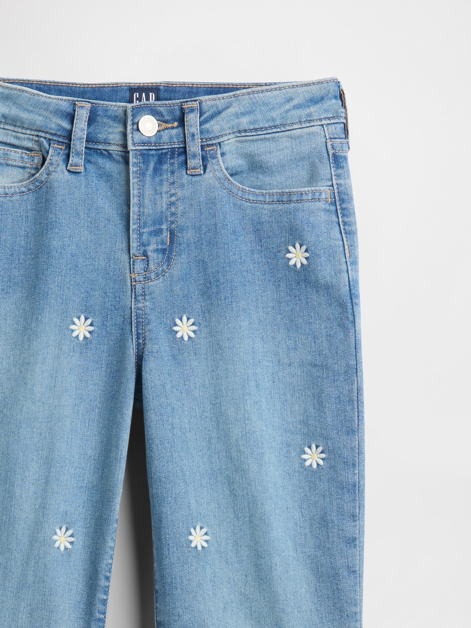 Gap Factory Kids High Rise Embroidered '70s Flare Jeans In Blue