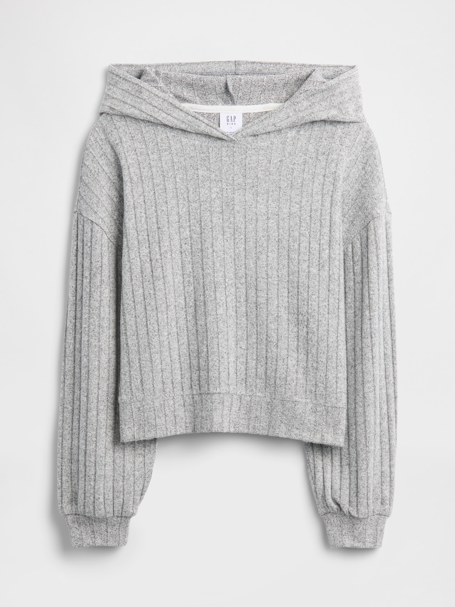 Kids Relaxed Cozy-Rib Hoodie - Heather Gray