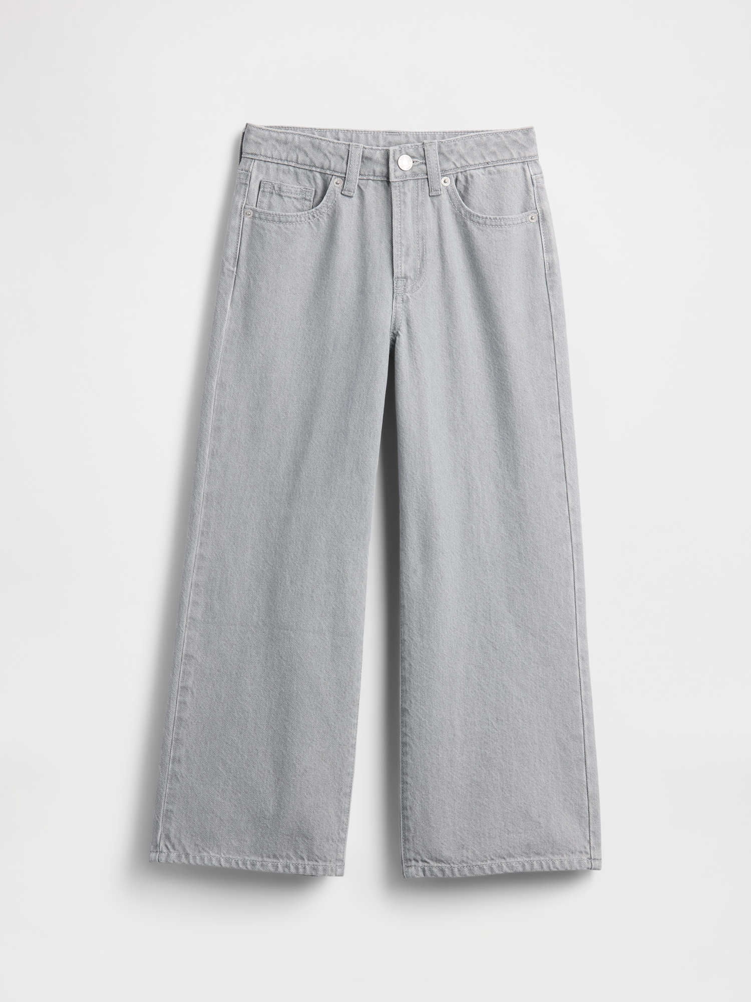 Kids High Rise Wide-Leg Ankle Jeans - Light Gray Wash
