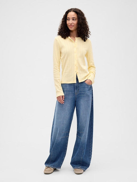 Image number 3 showing, Ribbed Pointelle Top