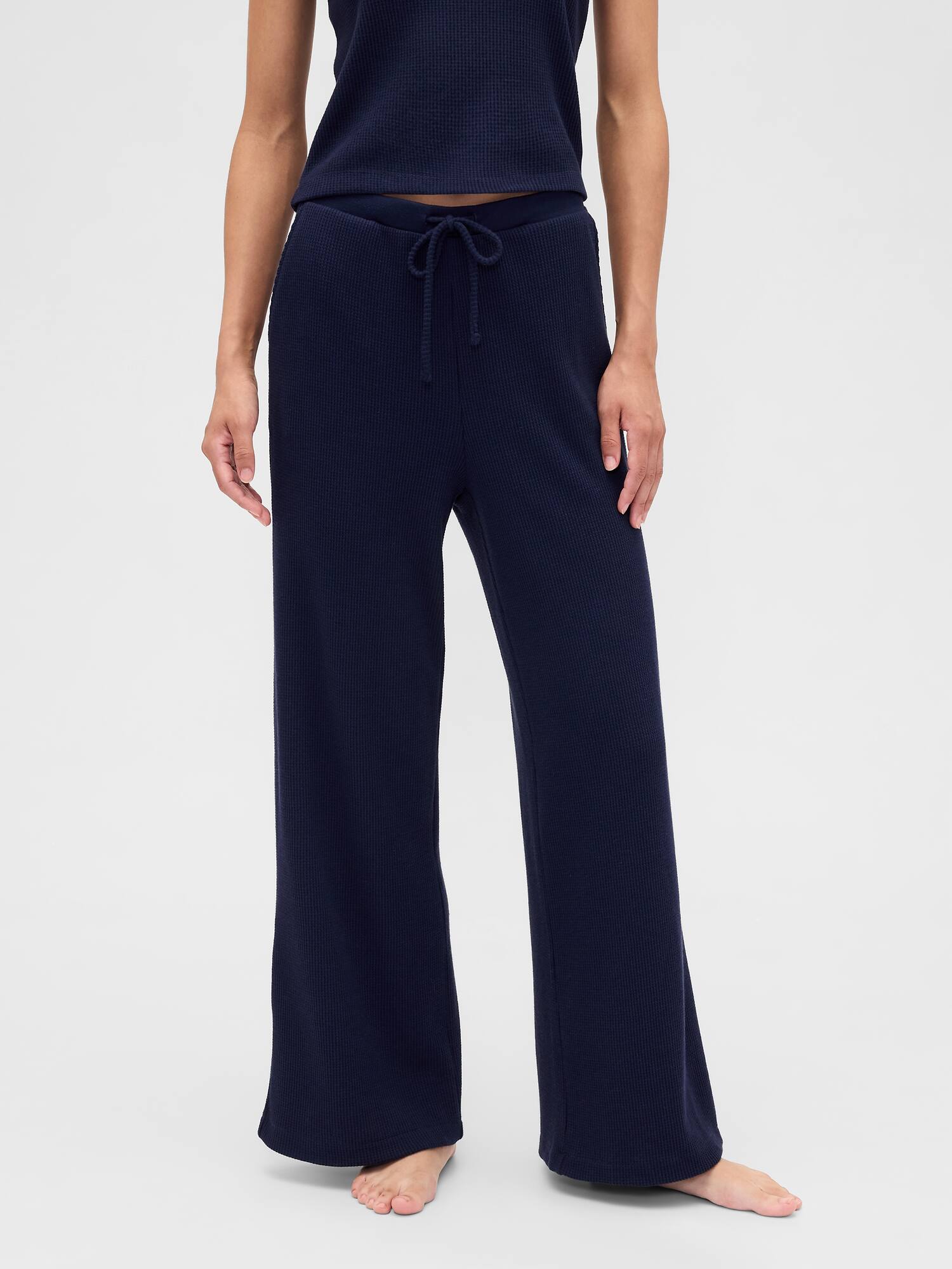 Gap Factory Waffle-knit Wide-leg Pj Pants In Blue