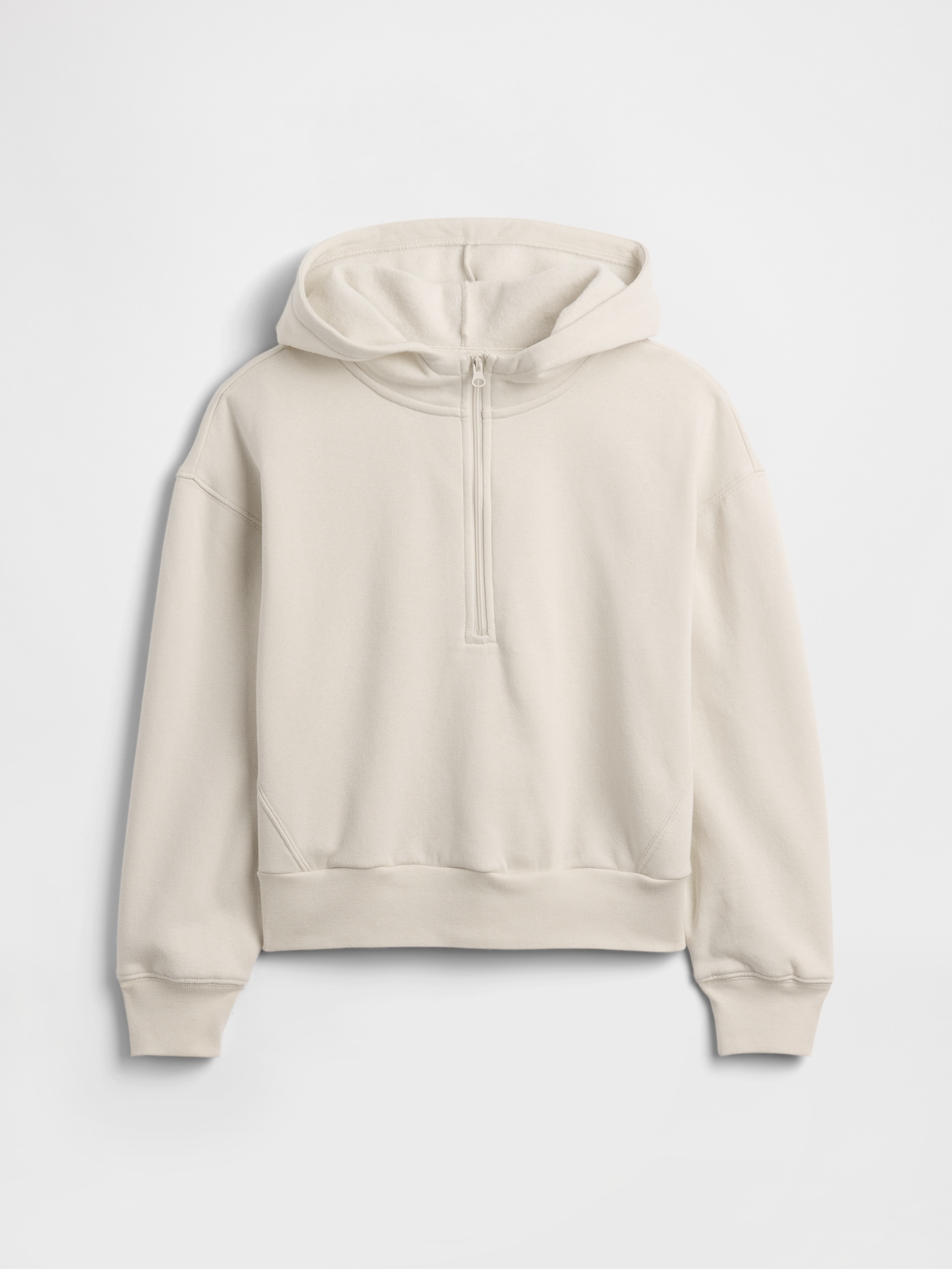 Kids Relaxed Half-Zip Fleece Hoodie - Tan Chino