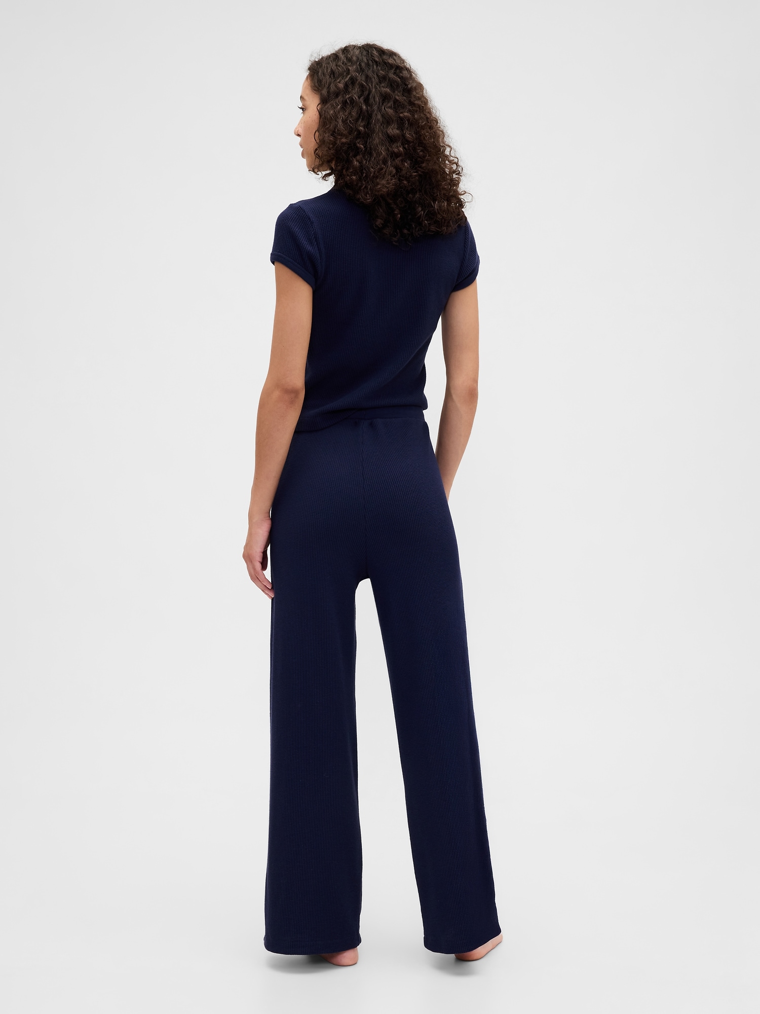 Gap Factory Waffle-knit Wide-leg Pj Pants In Blue