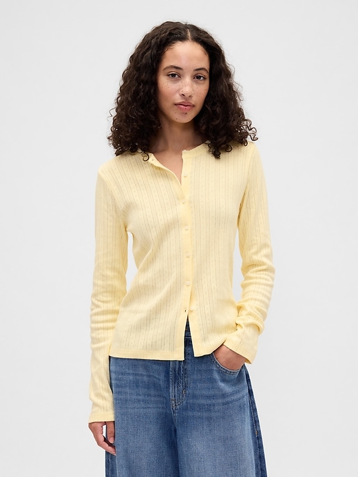 Image number 1 showing, Ribbed Pointelle Top
