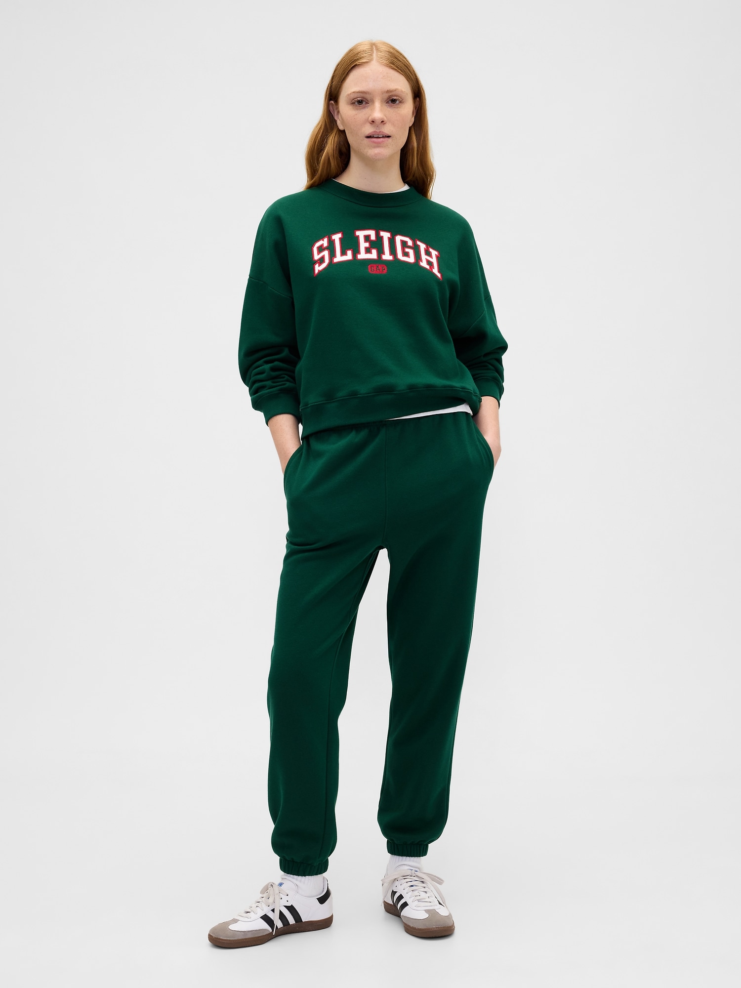 Gap Factory Oversized Holiday Graphic Sweatshirt In Green