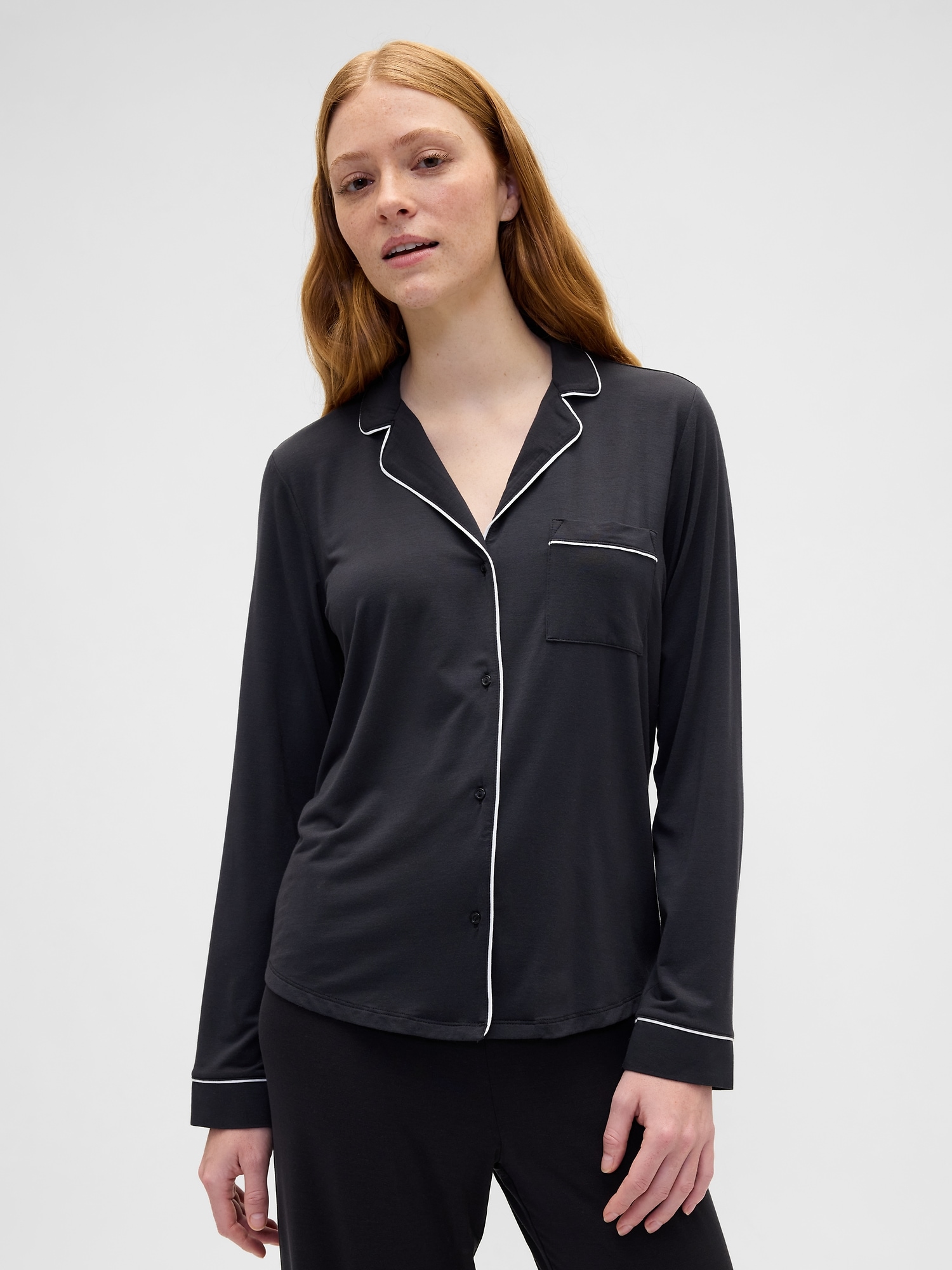 Relaxed Modal PJ Shirt - Black Moonless Night