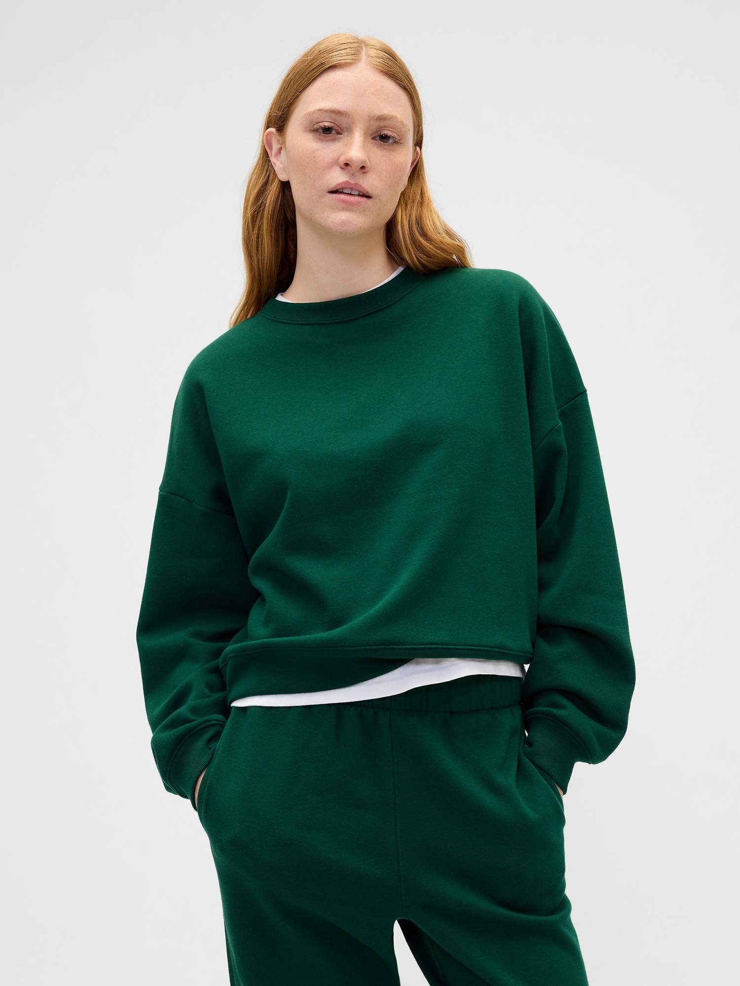 Relaxed Wedge Crewneck Sweatshirt - Evergreen Glamour Green