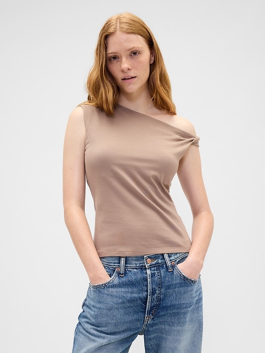 Image number 1 showing, Stretch Jersey One-Shoulder Top