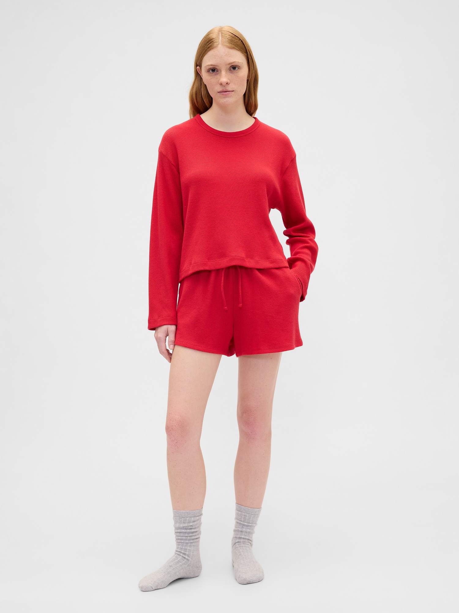 Gap Factory Relaxed Waffle-knit Pj T-shirt In Red
