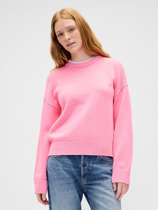 Image number 1 showing, Relaxed Cotton Crewneck Sweater
