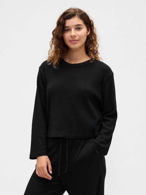 Relaxed Waffle-Knit PJ T-Shirt