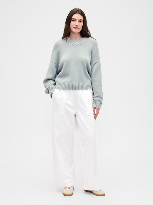 Image number 5 showing, High Rise Pull-On Wide-Leg Utility Jeans