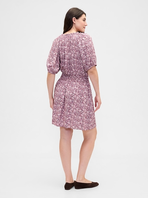 Image number 5 showing, Relaxed Smocked Splitneck Mini Dress
