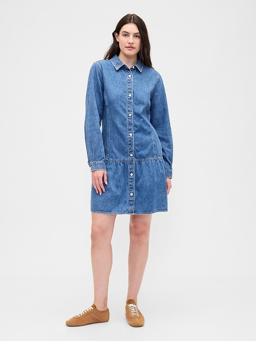 Image number 4 showing, Denim Peplum Mini Dress