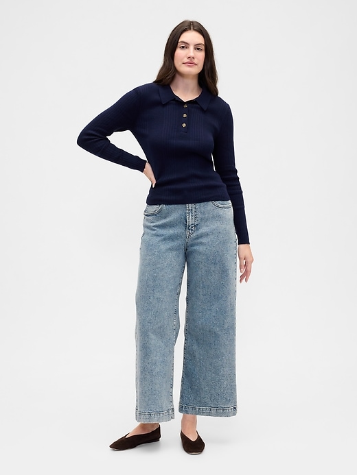 Image number 5 showing, High Rise Wide-Leg Crop Jeans