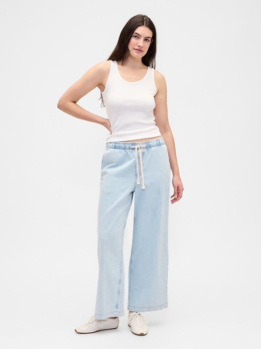 Image number 5 showing, High Rise Pull-On Wide-Leg Jeans