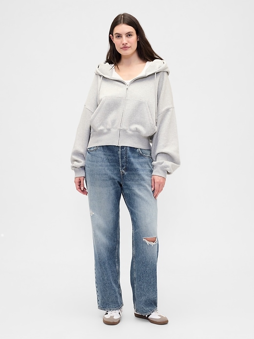 Image number 5 showing, Mid Rise Destructed Relaxed Straight Jeans