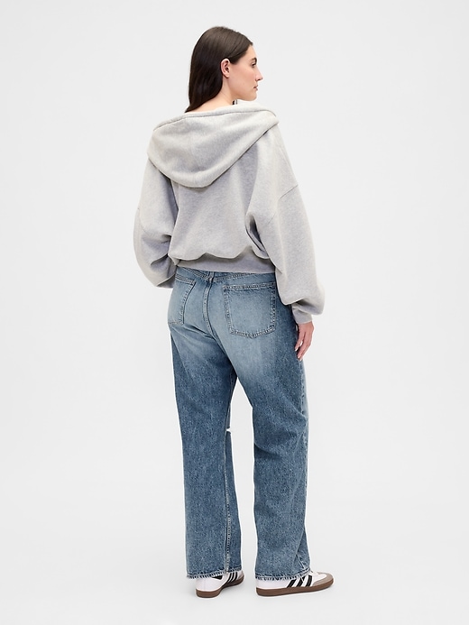 Image number 6 showing, Mid Rise Destructed Relaxed Straight Jeans
