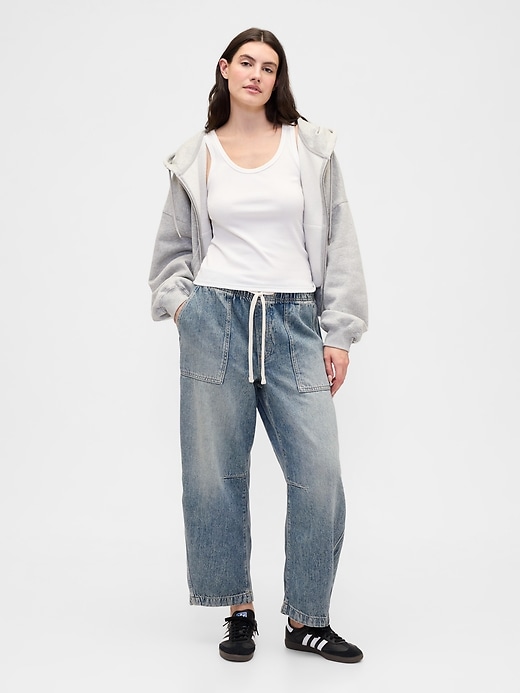 Image number 5 showing, Mid Rise SuperSoft Pull-On Barrel Jeans