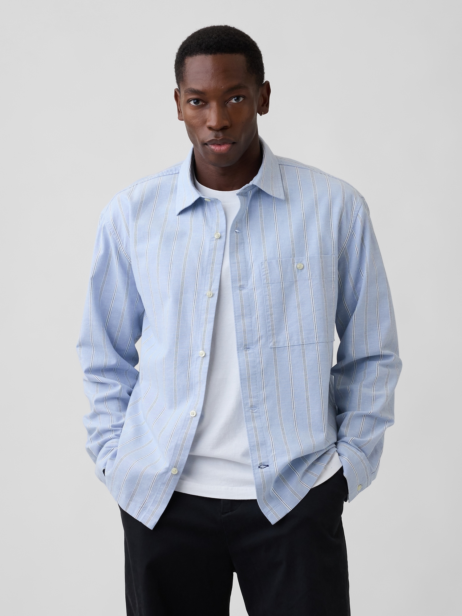 Oxford Shirt in Boxy Fit - Blue Opal Stripe